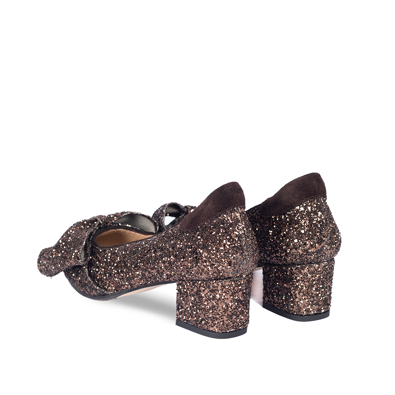 Angulus 1550-104 Sløjfe pump i funklende glitter, Brown