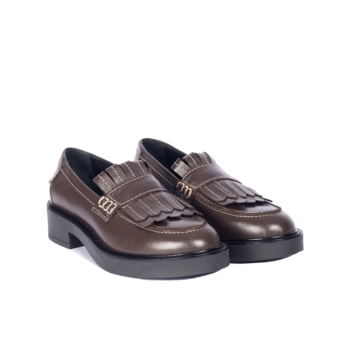 Angulus 1678-101-2962 Chunky Penny loafer med frynser, Brown