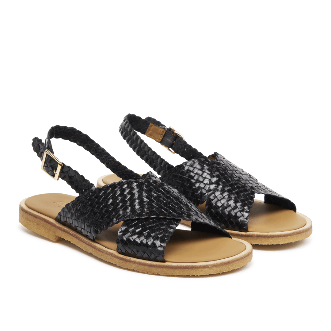 Angulus Håndflettet krydssandal 5637-105, Black