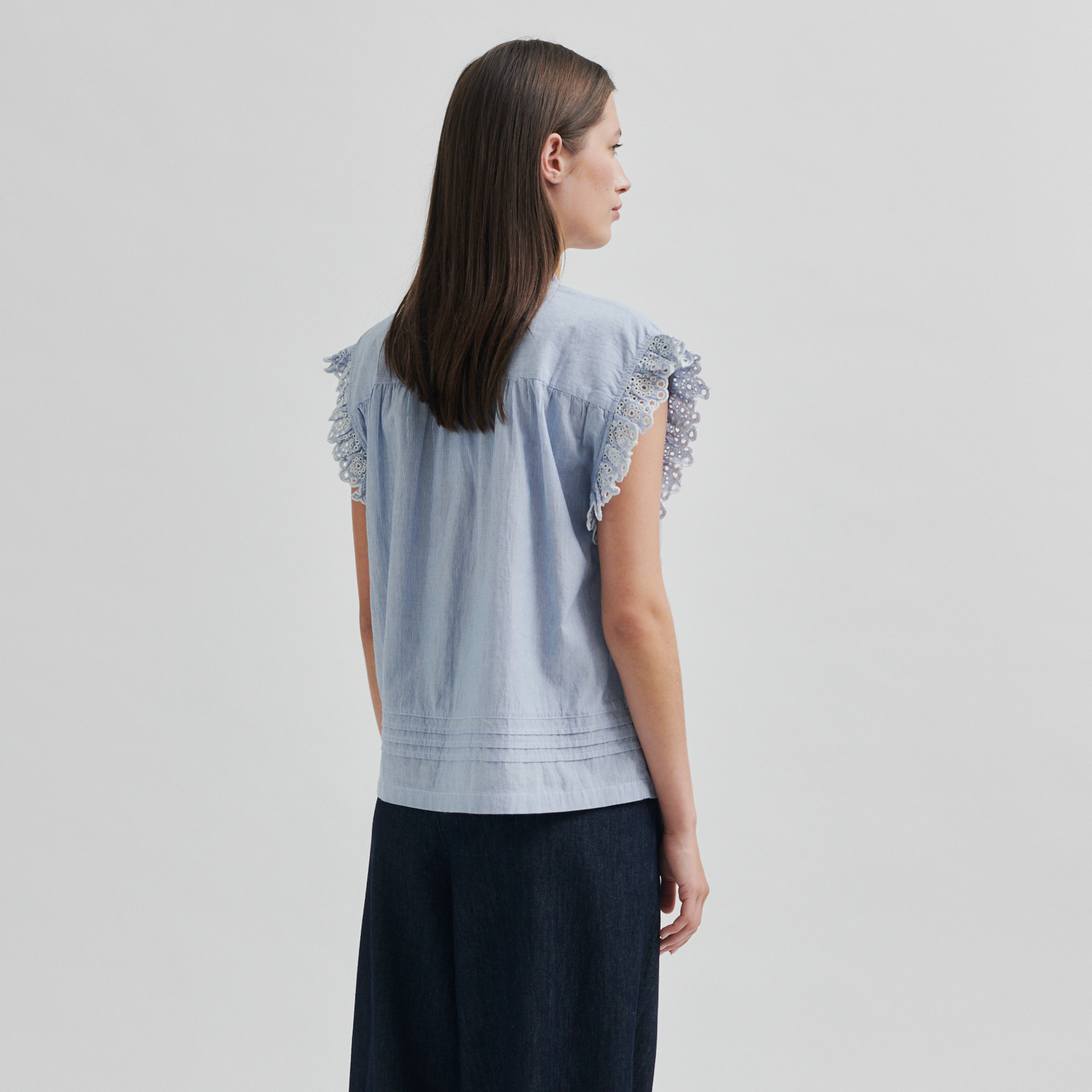 Second Female Laure Top, Light Blue Stripe