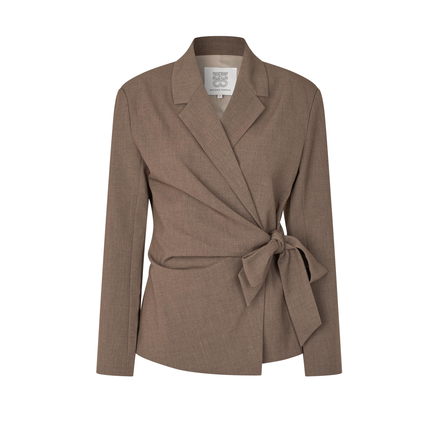 Second Female Dakota Wrap Blazer, Mid Brown Melange