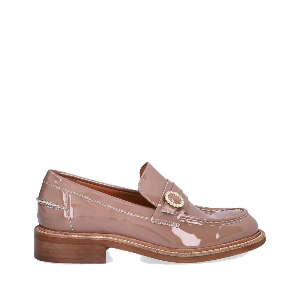 Billi Bi A6328 Håndlavet loafer i camel lak med simili spænde