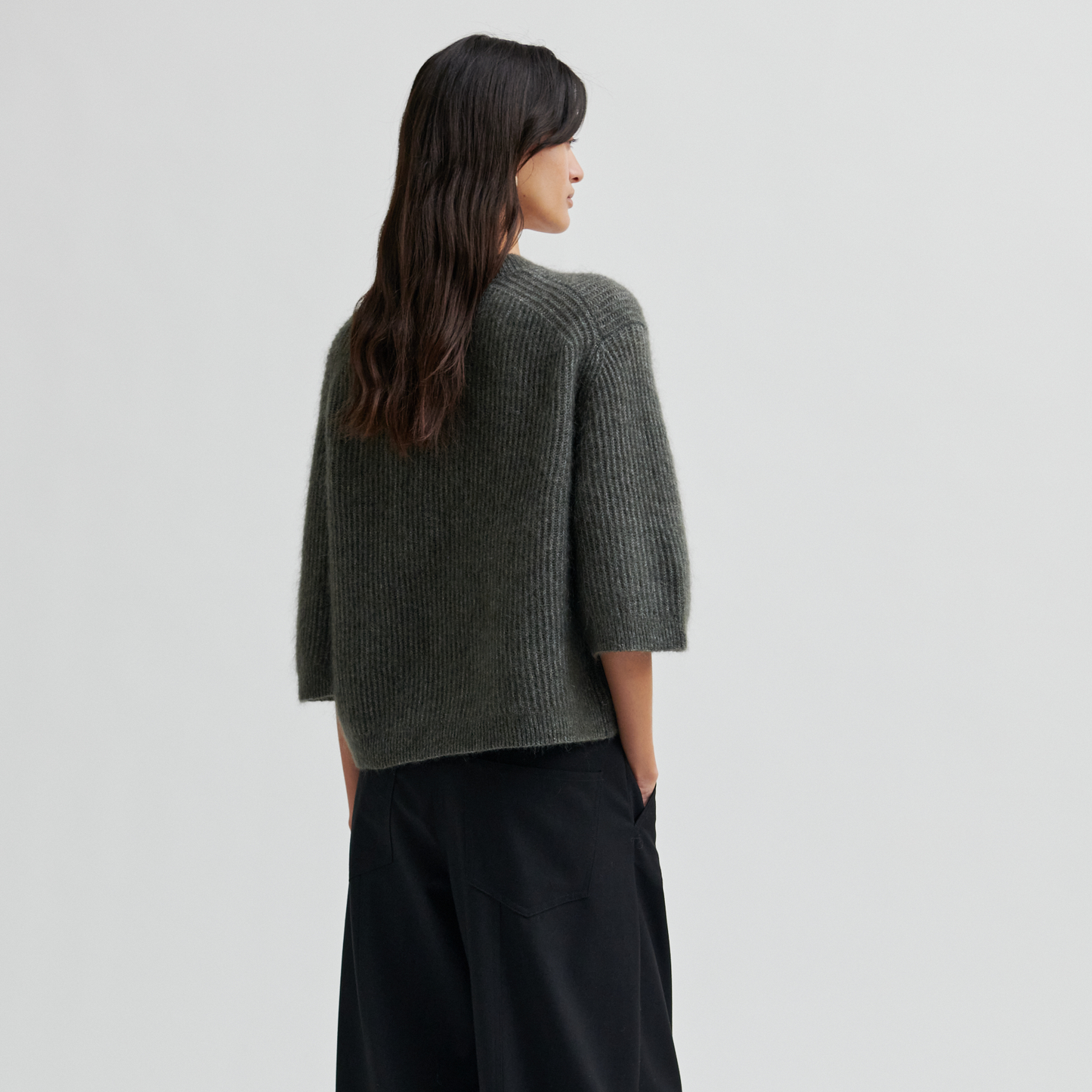 Second Female Andrea Knit Rib Cardigan, Beluga