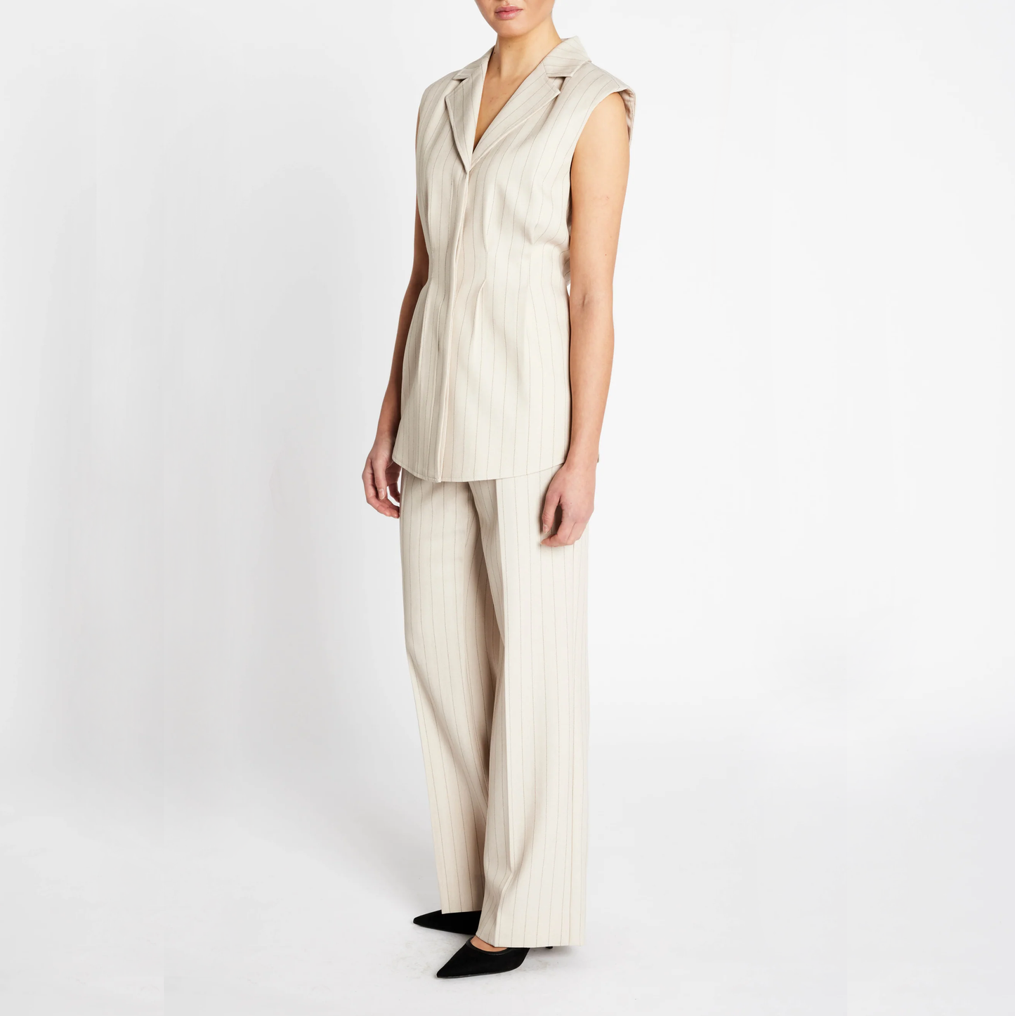 Bruuns Bazaar Apricot Urwa Vest, Light Grey Stripes