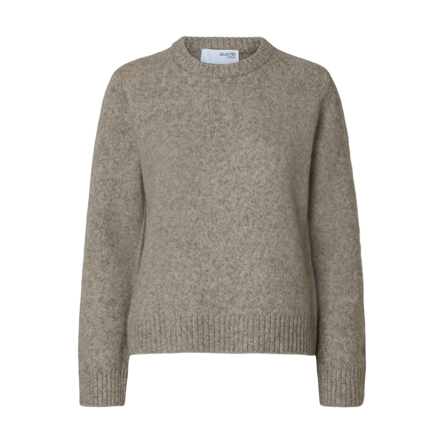 Selected Ava Knit O-Neck, Irish Cream Melange