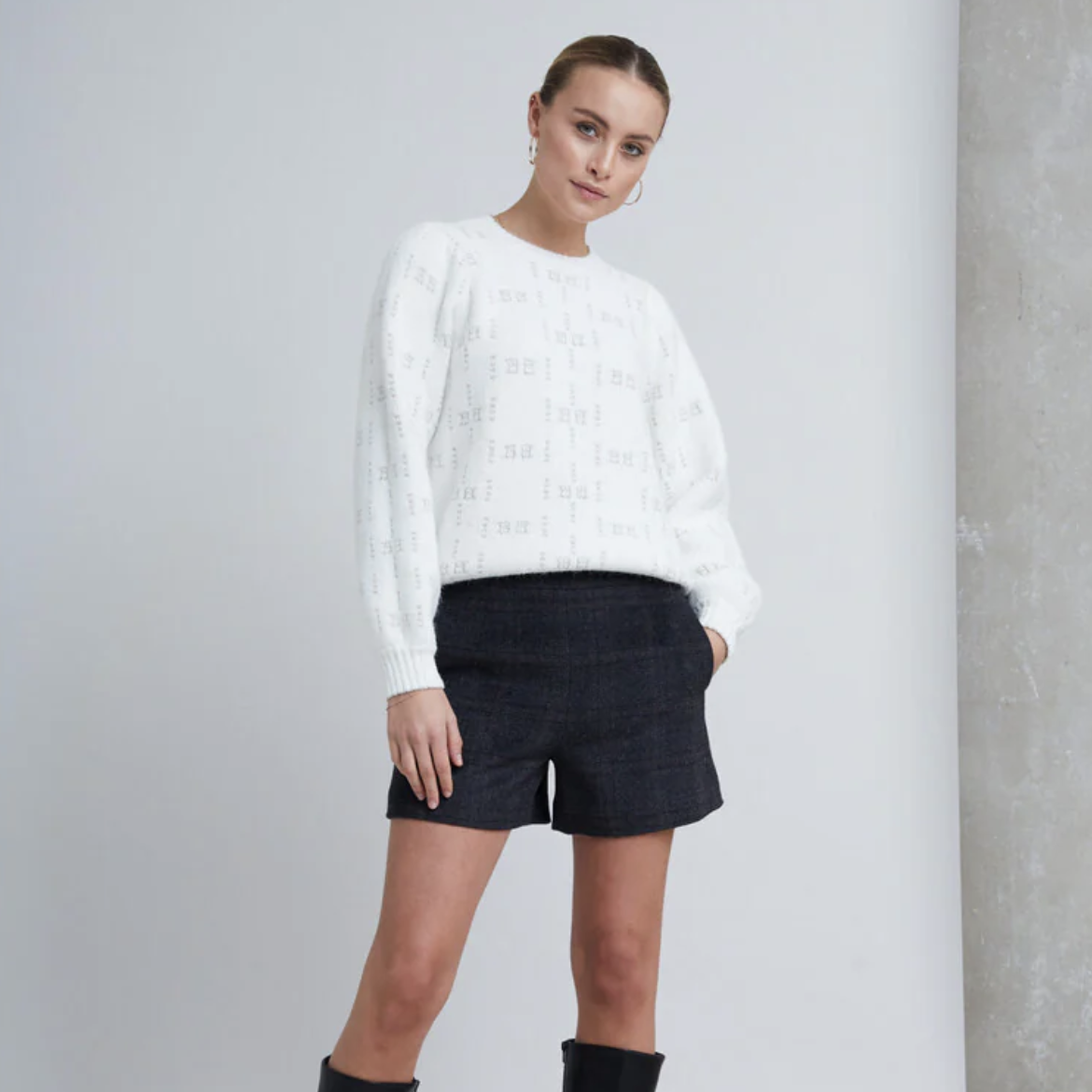 Bruuns Bazaar Nadina shorts - Grey Check
