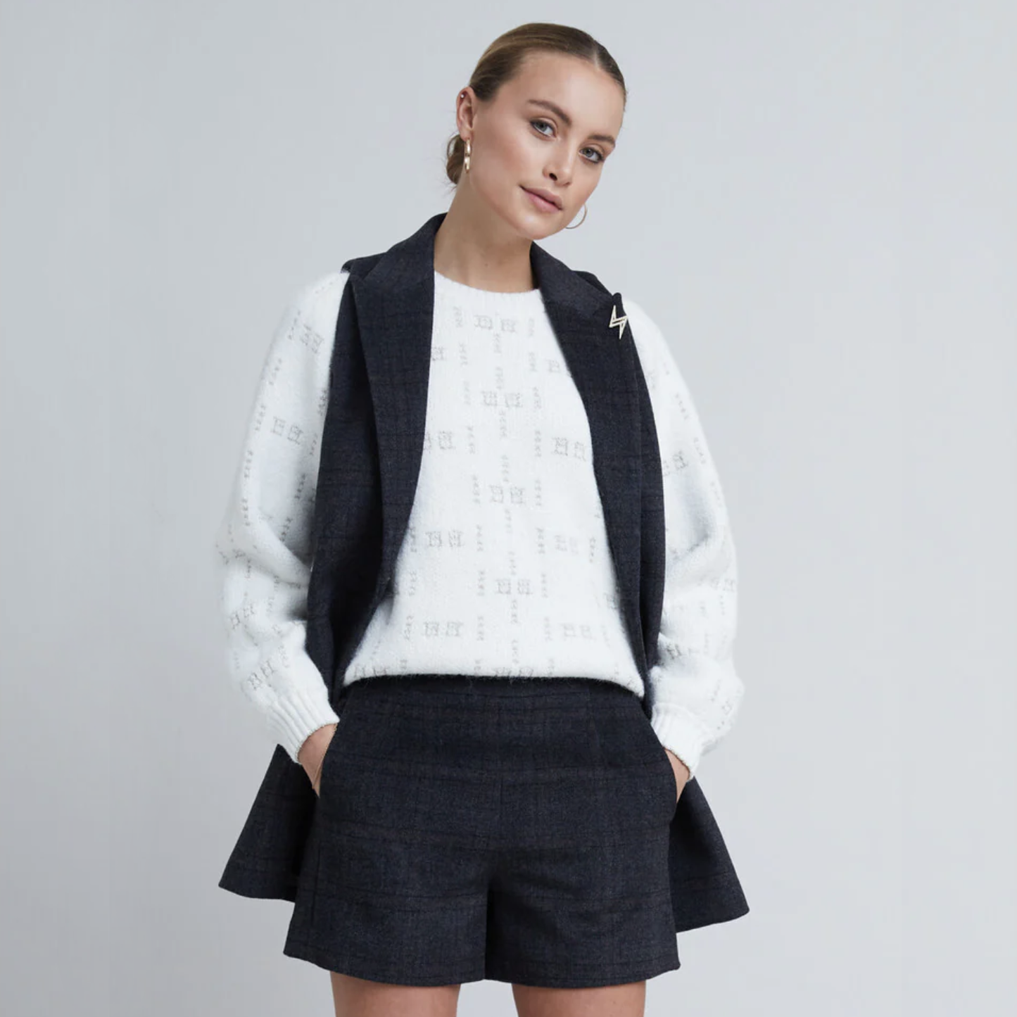 Bruuns Bazaar Nadina shorts - Grey Check