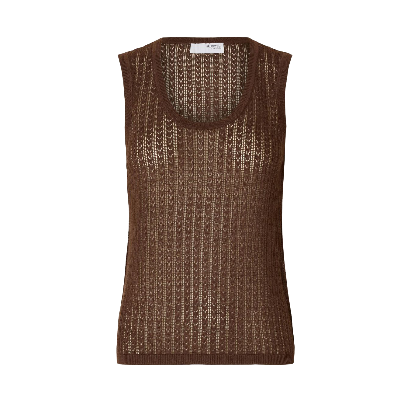 Selected Hennah Knit Structure Top, Chestnut