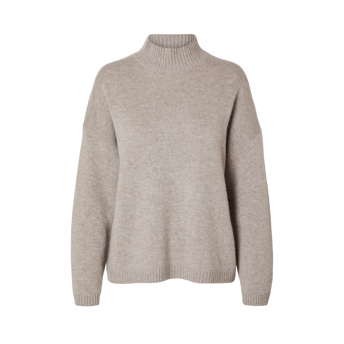 Selected Cille Knit High Neck, Irish Cream Melange