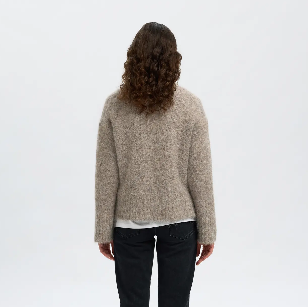 Selected Gabriella Knit High-Neck, Steel Gray Melange
