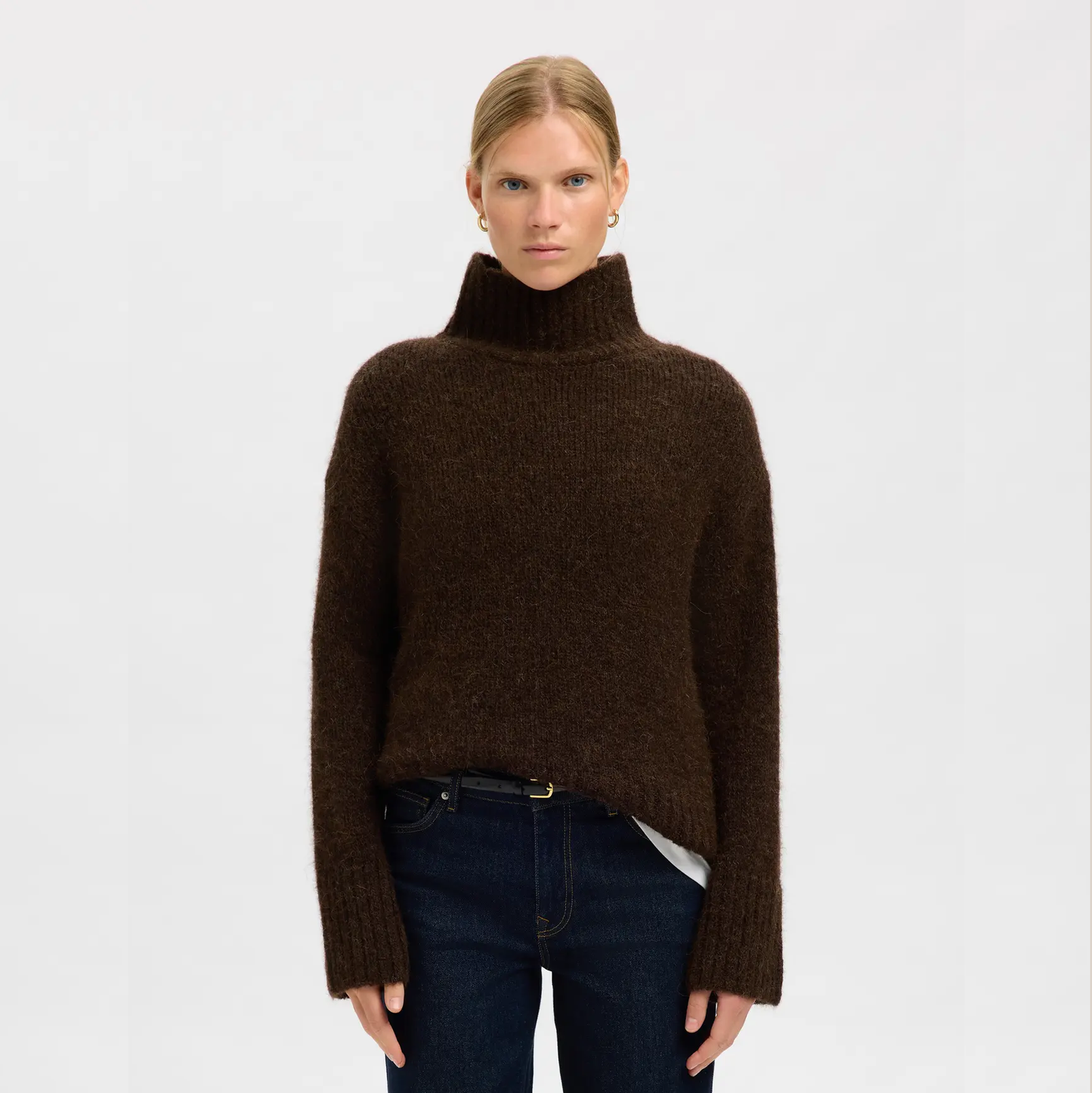 Selected Gabriella Knit High-Neck, Delicioso Melange