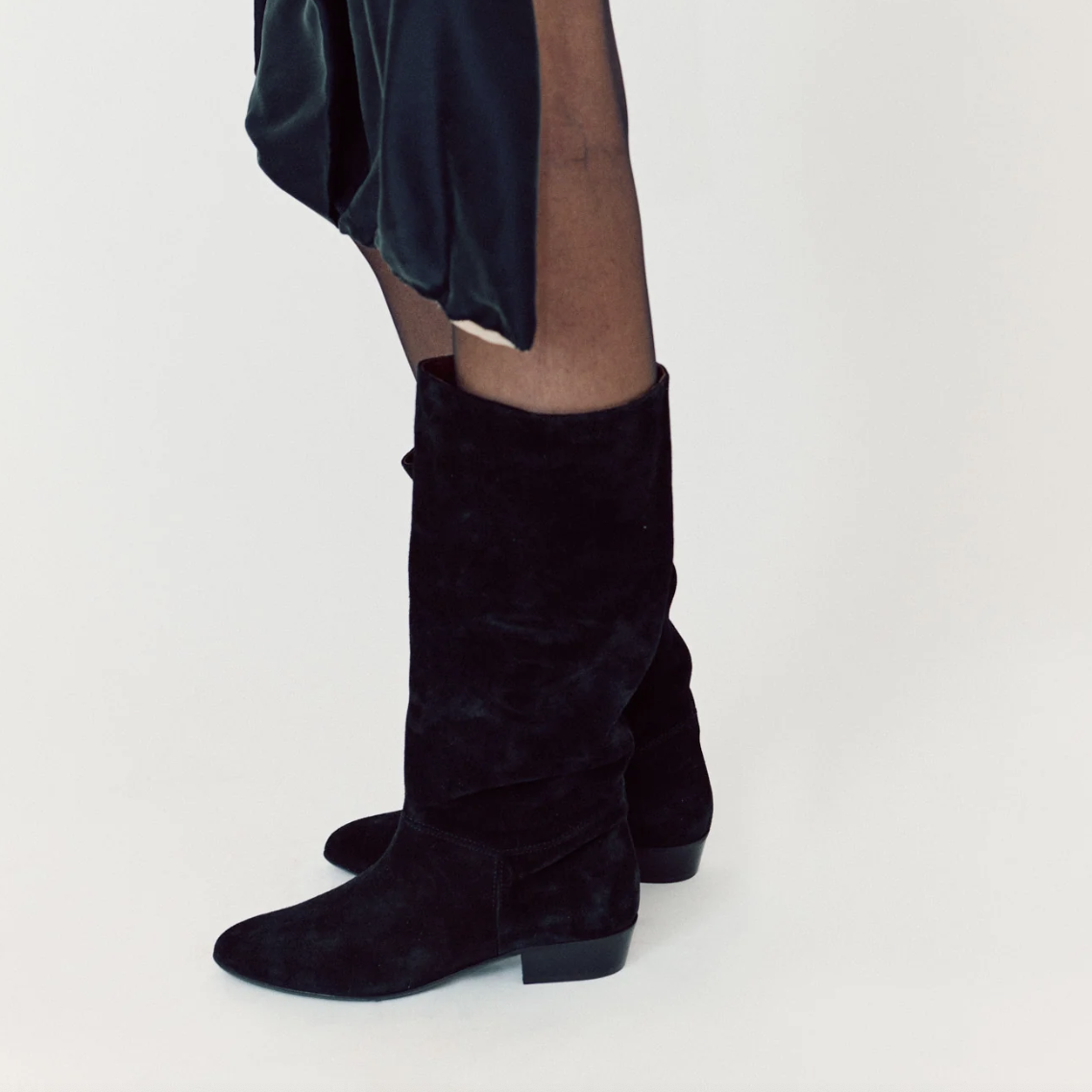 Anonymous Jasmina 20 Calf Suede & Sleek Leather, Black