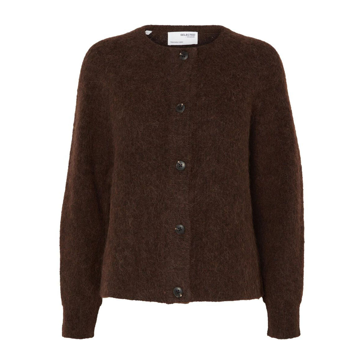Selected Lulu Knit Short Cardigan, Java Melange