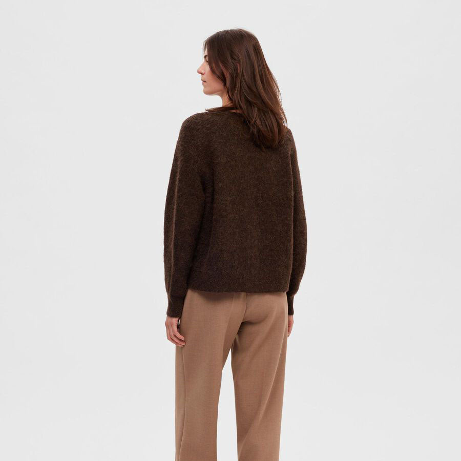 Selected Lulu Knit Short Cardigan, Java Melange