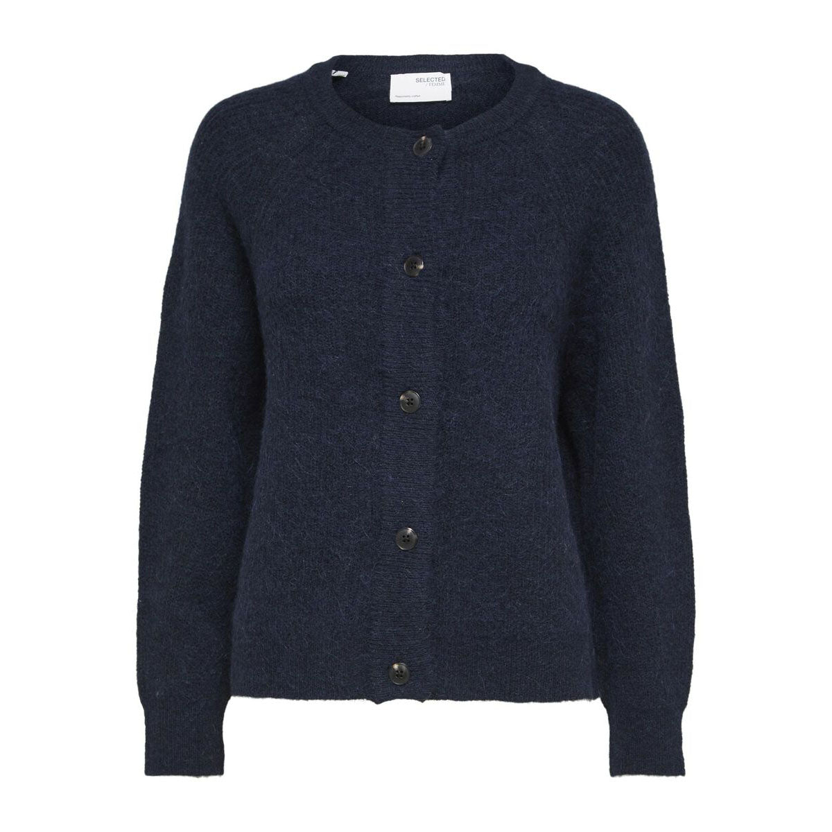 Selected Lulu Knit Short Cardigan, Dark Sapphire Melange
