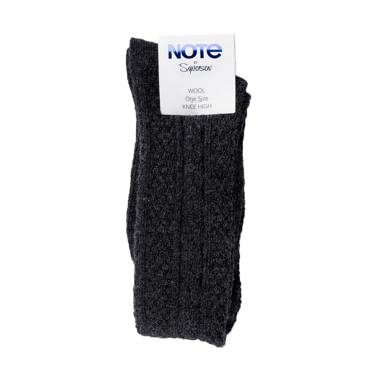 Note woman wool cable Knee High, Antracite
