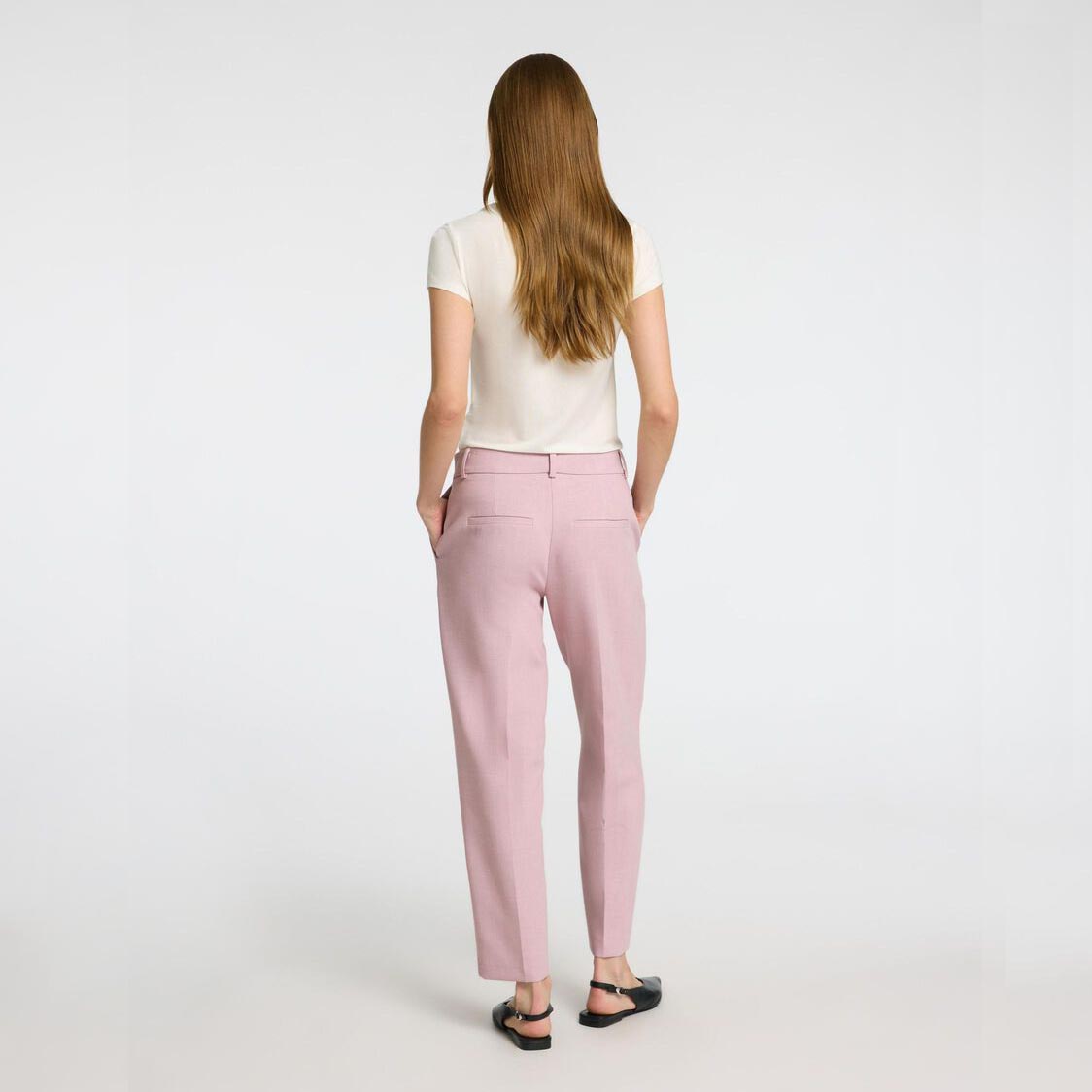 Selected Rita MW Cropped Pant, Bleached Mauve Melange