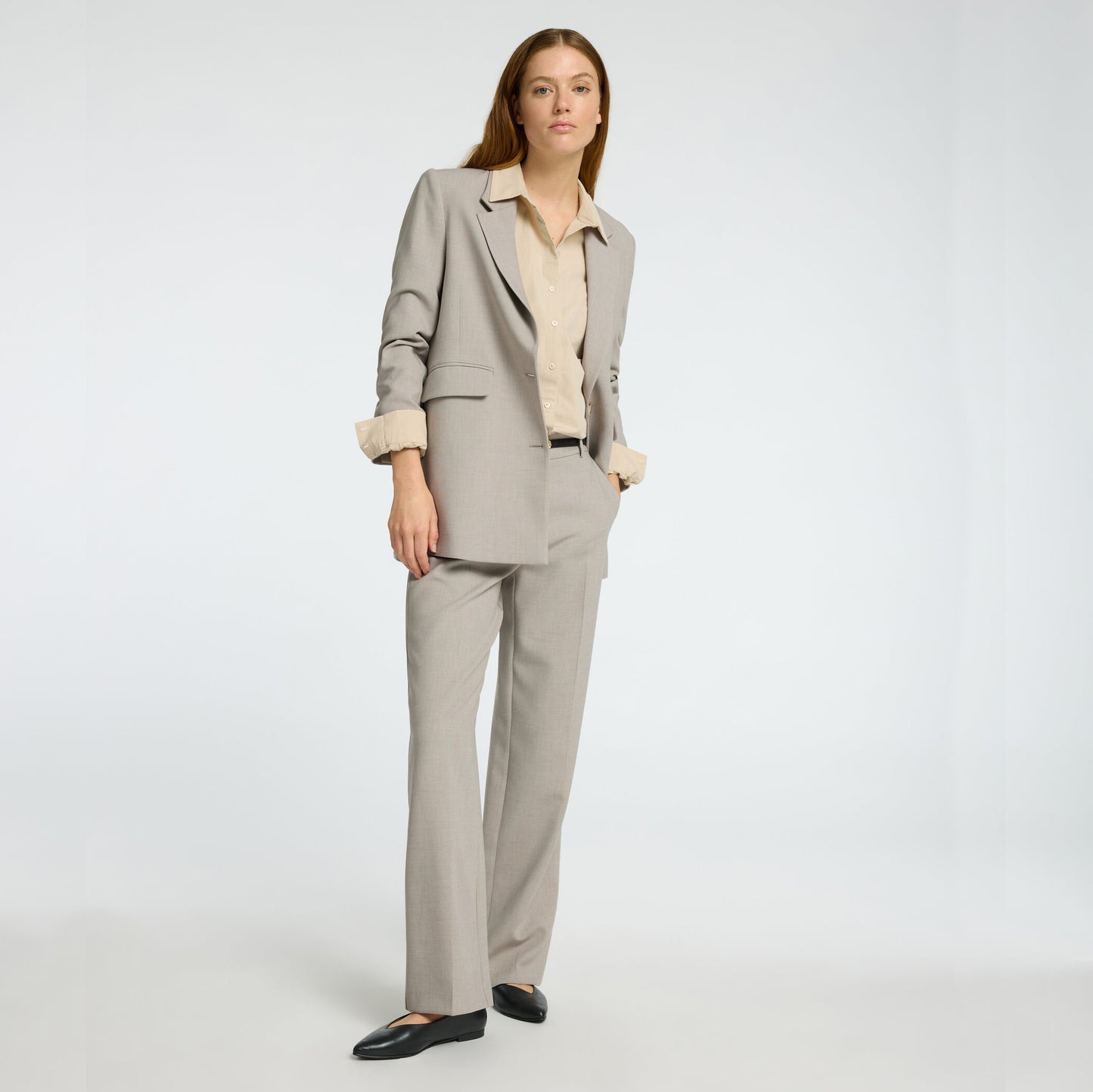 Selected Rita MW Wide Pant, Island Fossil Melange