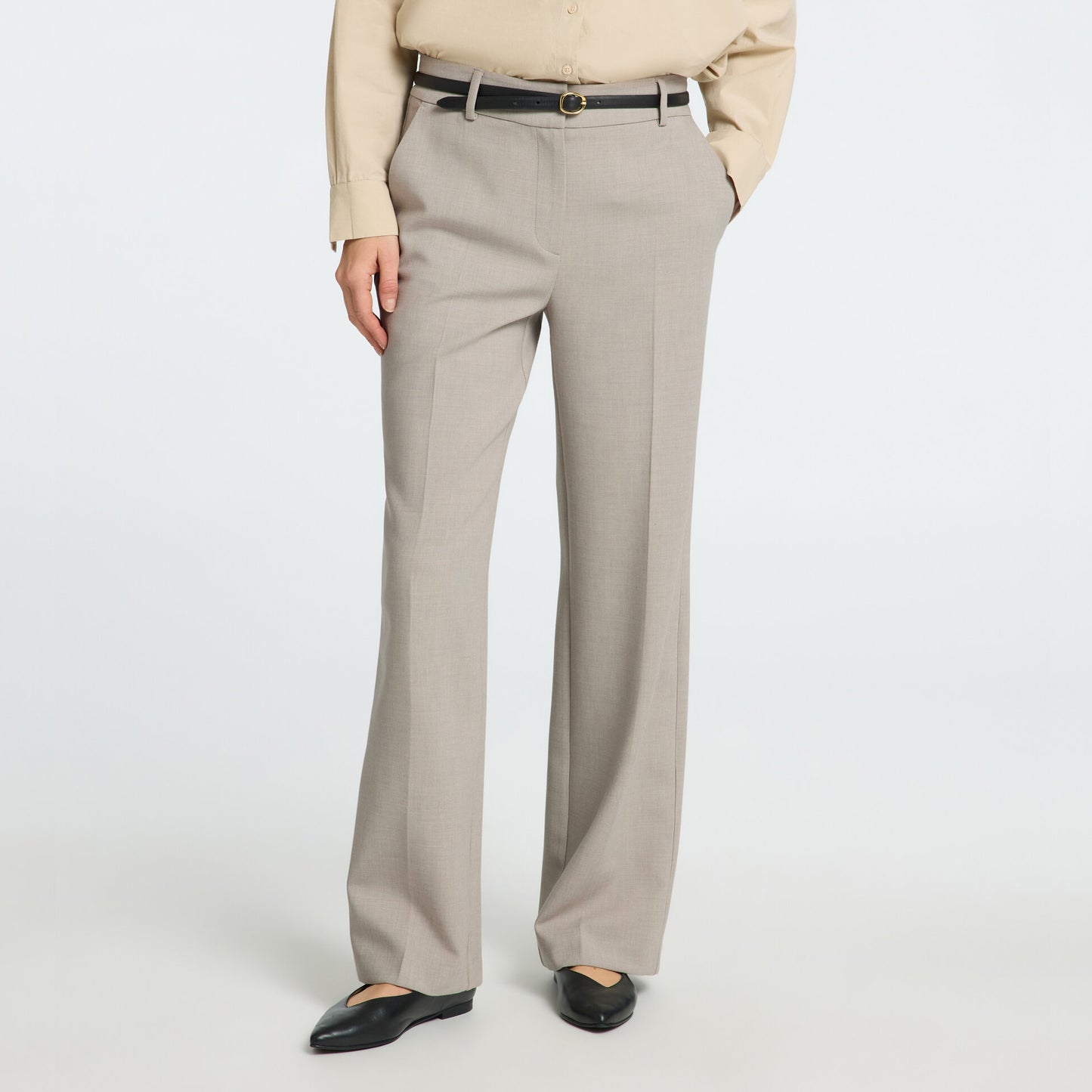 Selected Rita MW Wide Pant, Island Fossil Melange