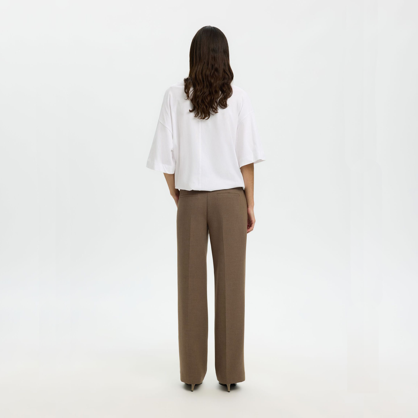 Selected Rita MW Wide Pant, Chocolate Chip/Melange