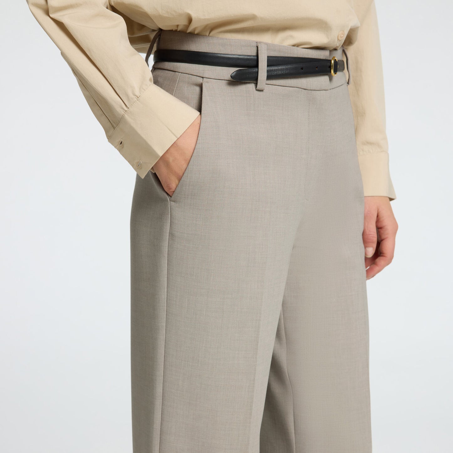 Selected Rita MW Wide Pant, Island Fossil Melange