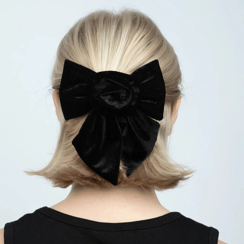 SUI AVA Rosie Velvet Bow, Black