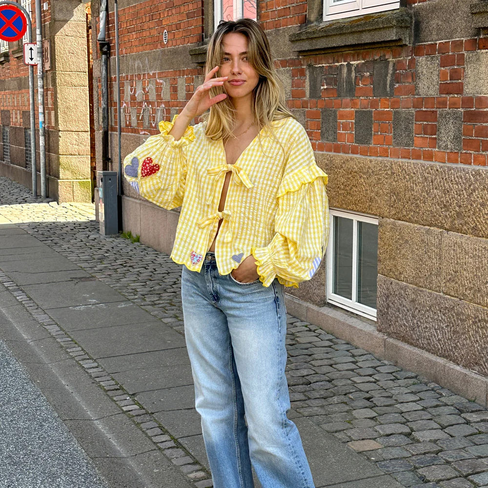 Sissel Edelbo Kamal top, Yellow Checks