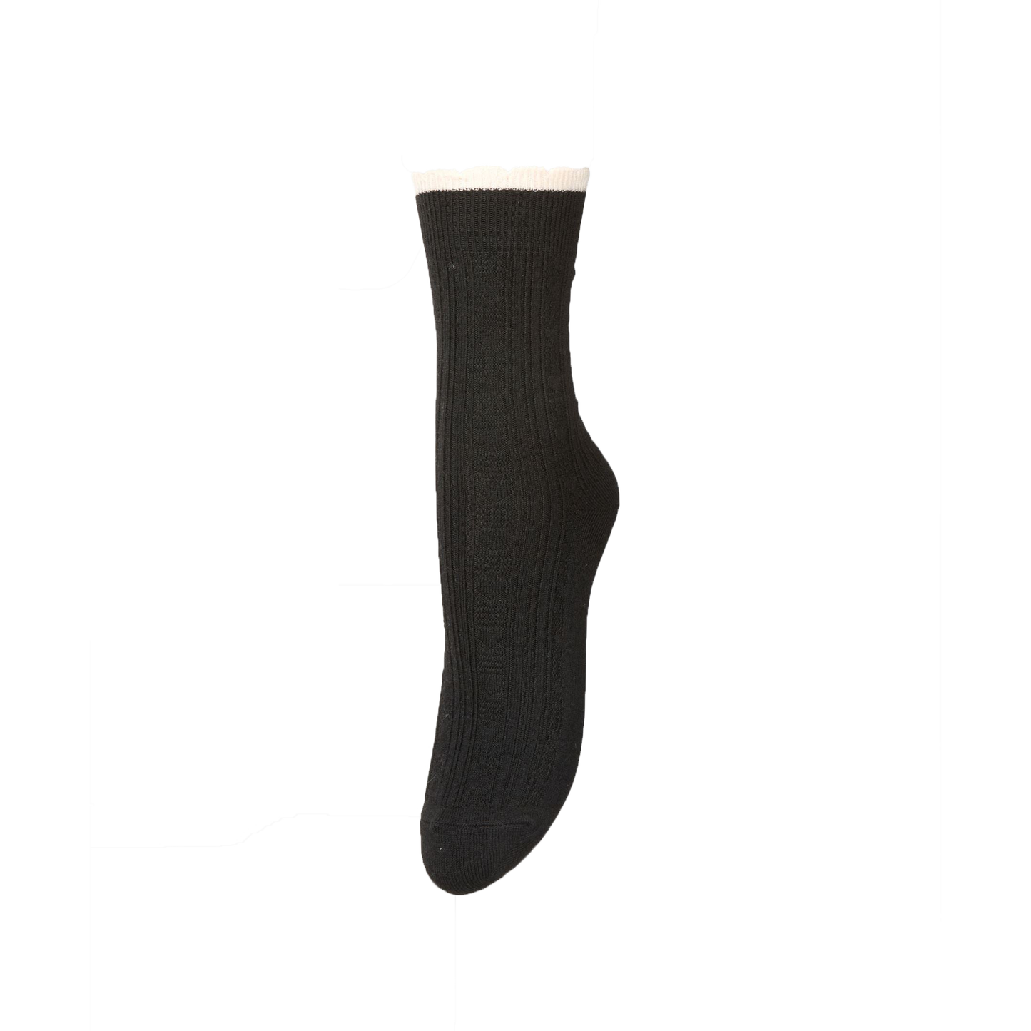 Beck Söndergaard Scallop Sock, Black Melange