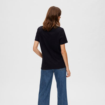 Selected Myessential O-Neck Tee, Black