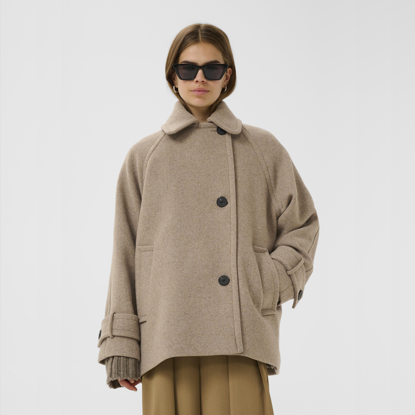 Inwear Thora Minora Coat, Sandy Grey Melange