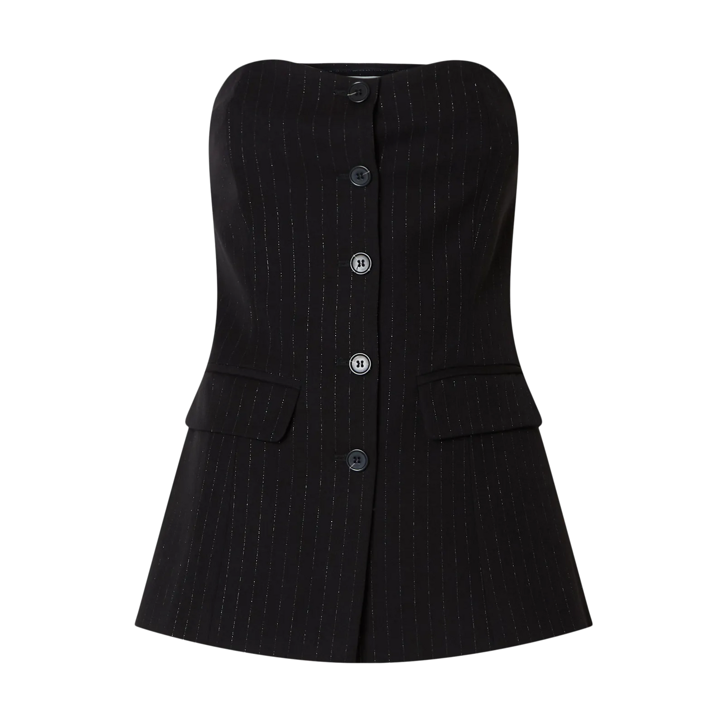 Selected Eli Bustier Top, Black/Silver
