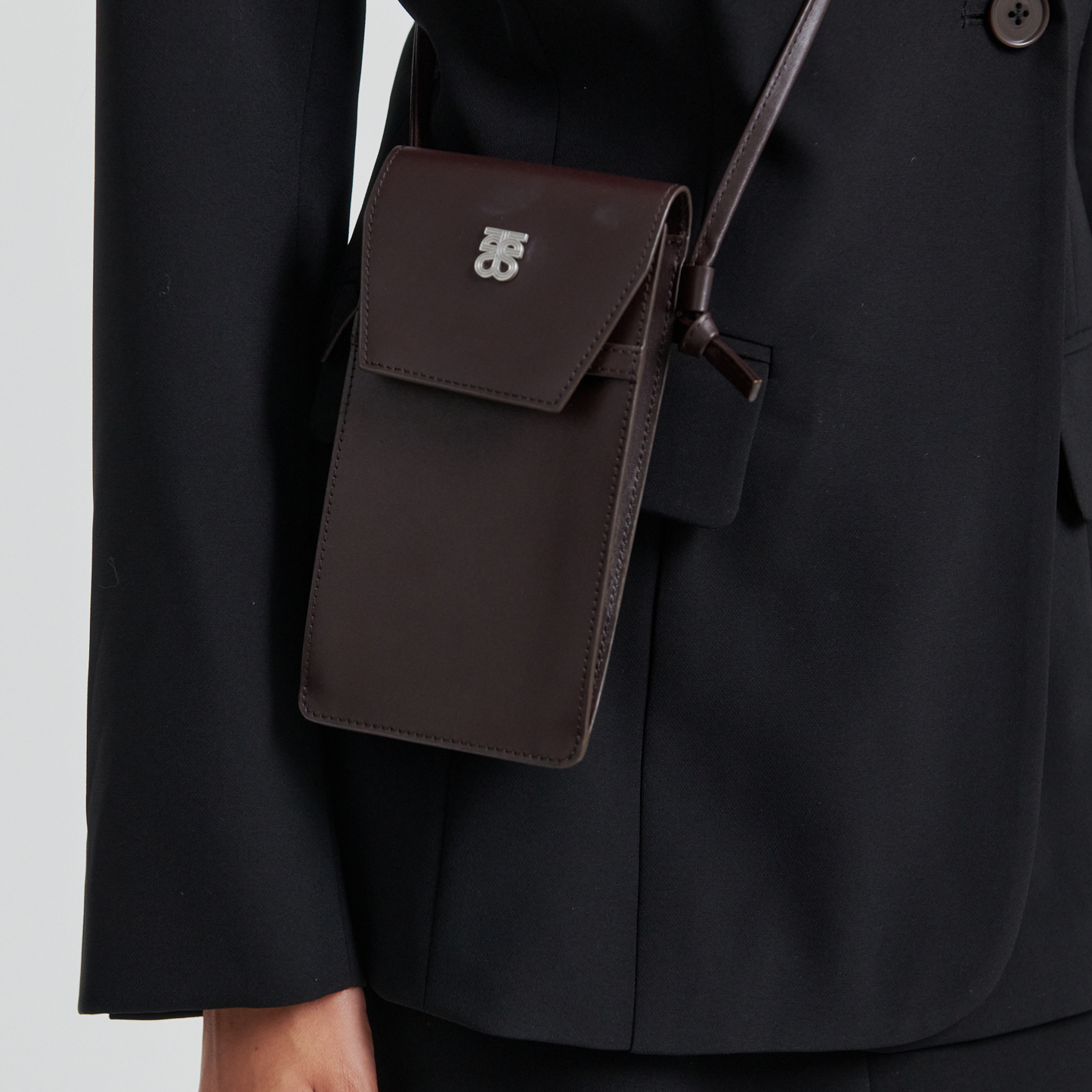 Second Female Verla Leather Phone Bag, Chocolate Plum