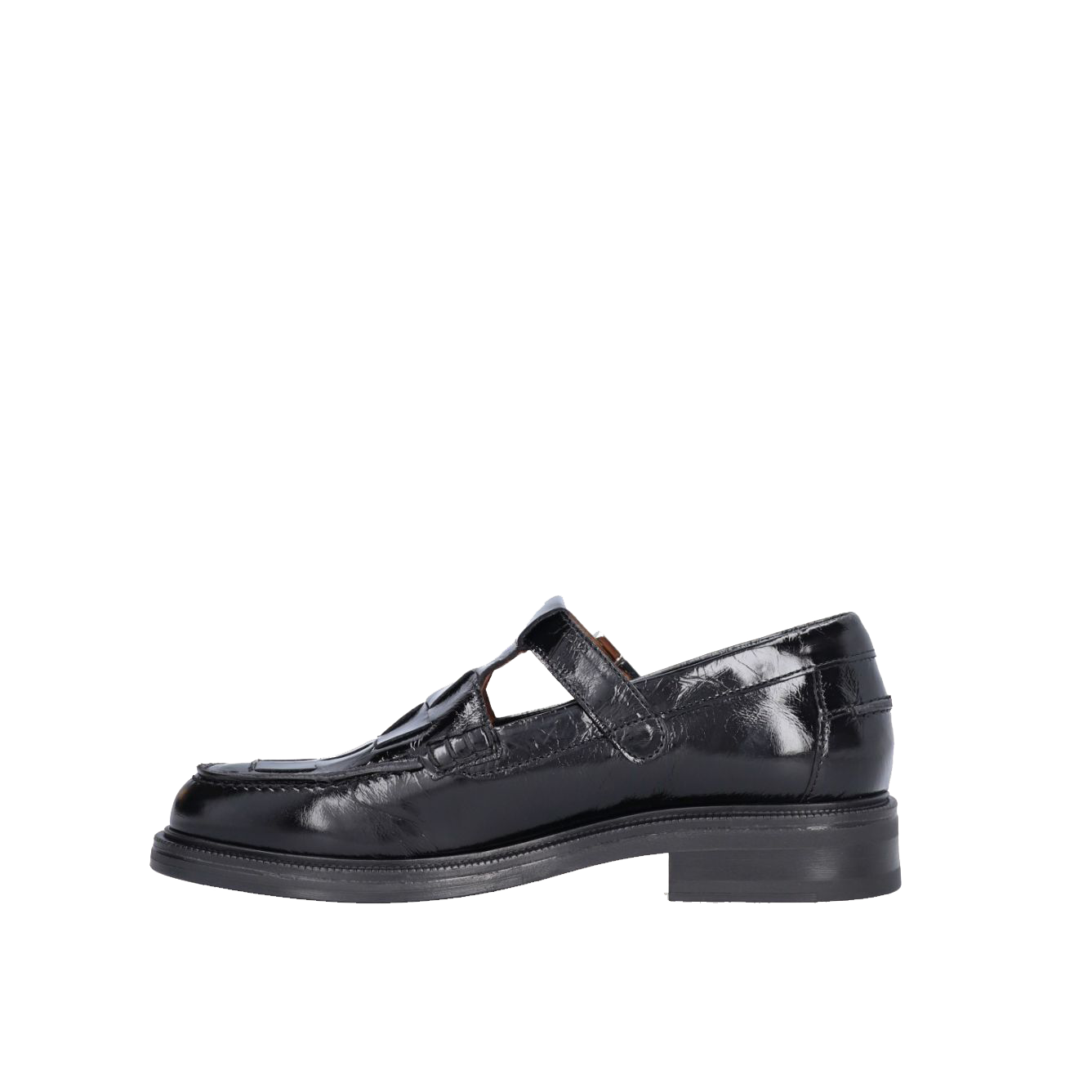 Billi Bi A11534 Loafer i sort lakeret skind med rund tå, Black