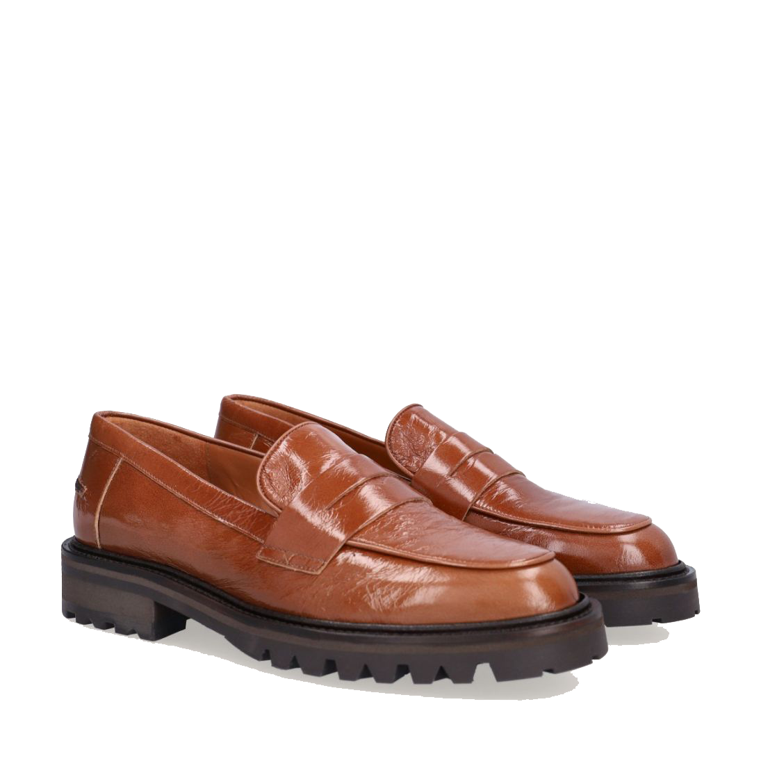 Billi Bi A7415 Håndlavet cognacfarvet loafer i lakeret skind