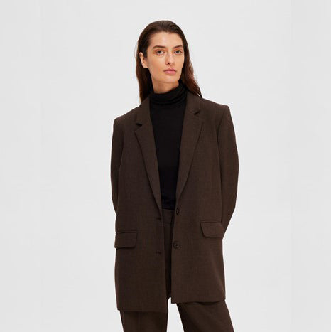 Selected Rita relaxed blazer, Java Melange