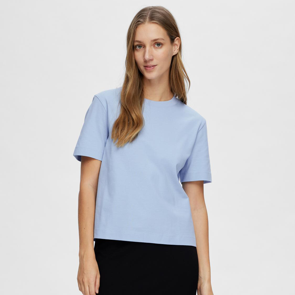 Selected T-shirt Boxy, Cashmere Blue