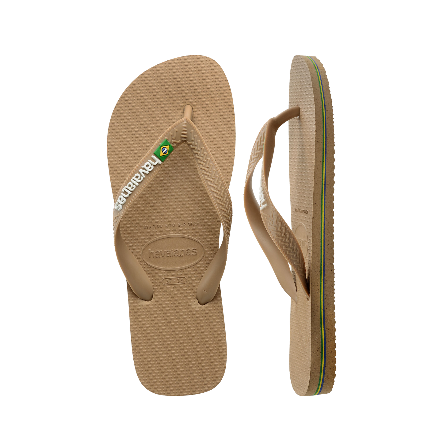 Havaianas Brasil Logo Flip Flops, Rose Gold