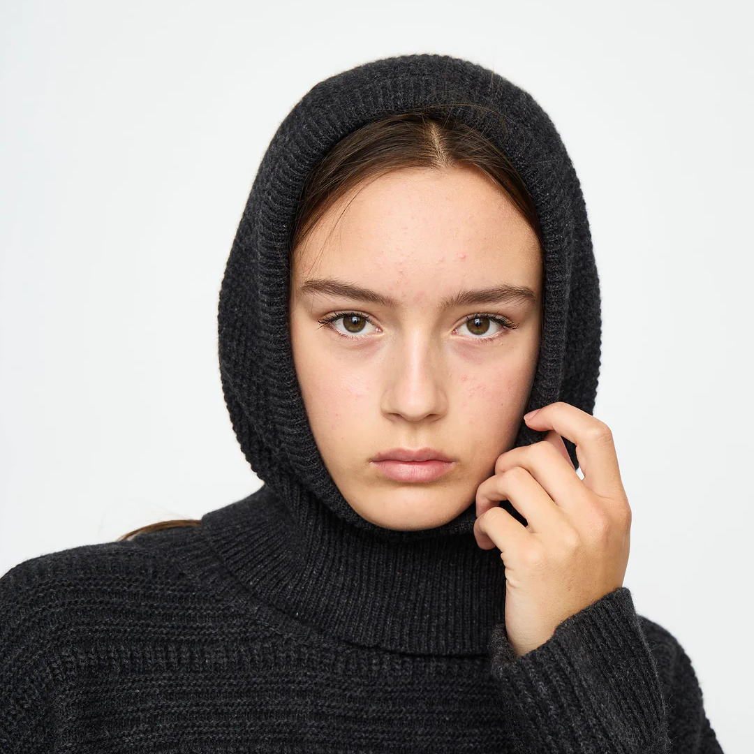 Esmé Studios Eslwona knit balaclava GOTS, Gray Melange
