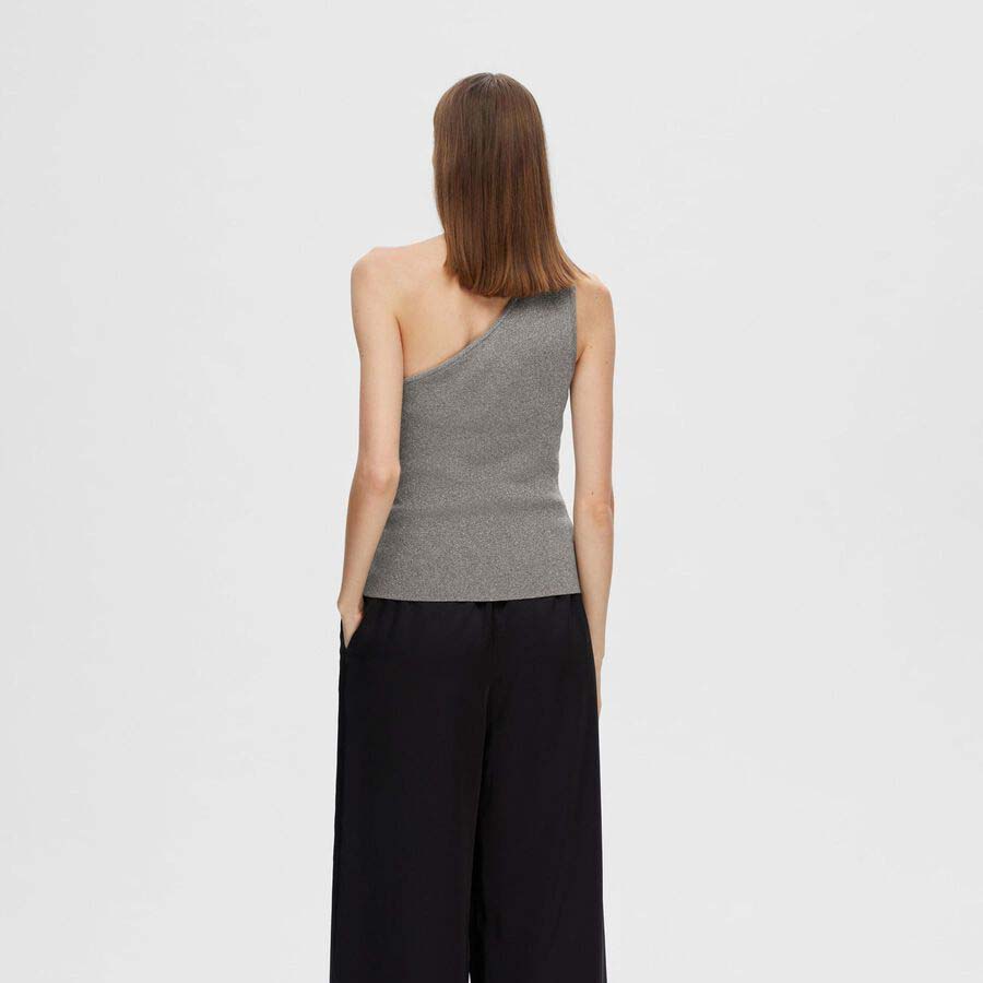 Selected Lura Lurex glimmer top, Silver
