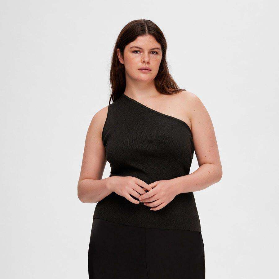 Selected Lura Lurex glimmer top, Black