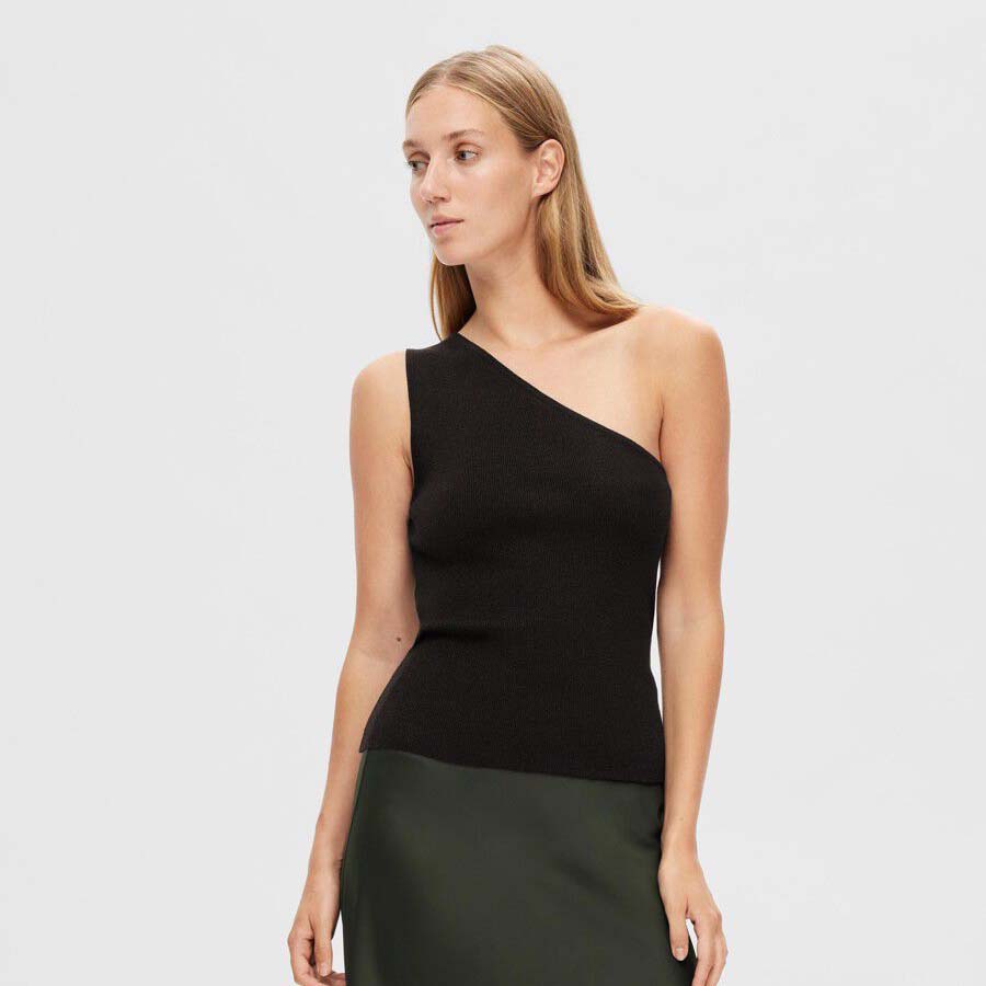 Selected Lura Lurex glimmer top, Black