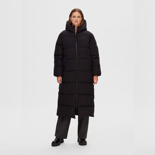 Selected Janina long puffer coat, Black
