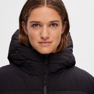 Selected Janina long puffer coat, Black