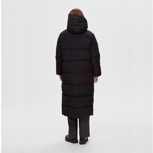 Selected Janina long puffer coat, Black