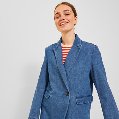 JJXX Mary Denim Blazer, Medium Blue Denim