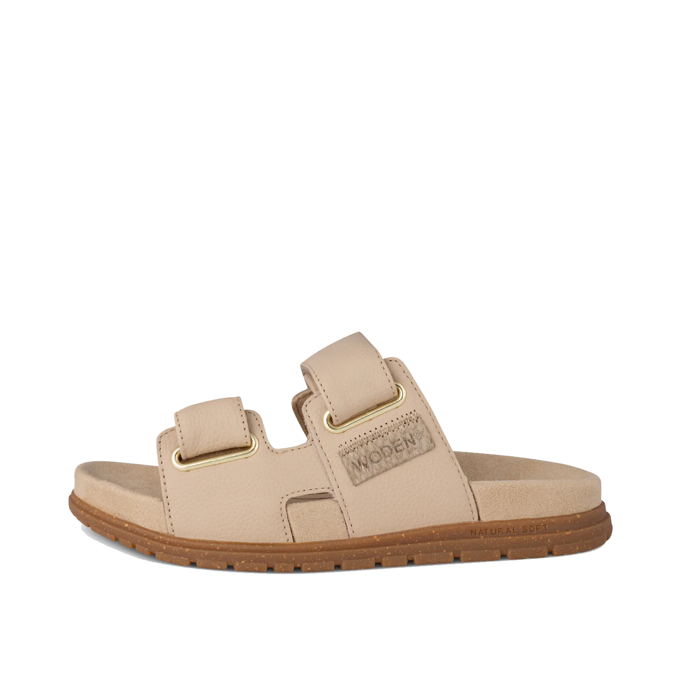 Woden Lisa Leather Sandal, Coffee Cream