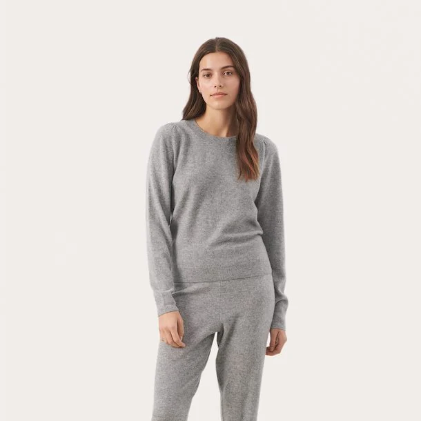 Part Two Evina Kashmir Pullover, Grey Melange
