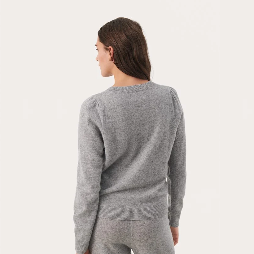 Part Two Evina Kashmir Pullover, Grey Melange