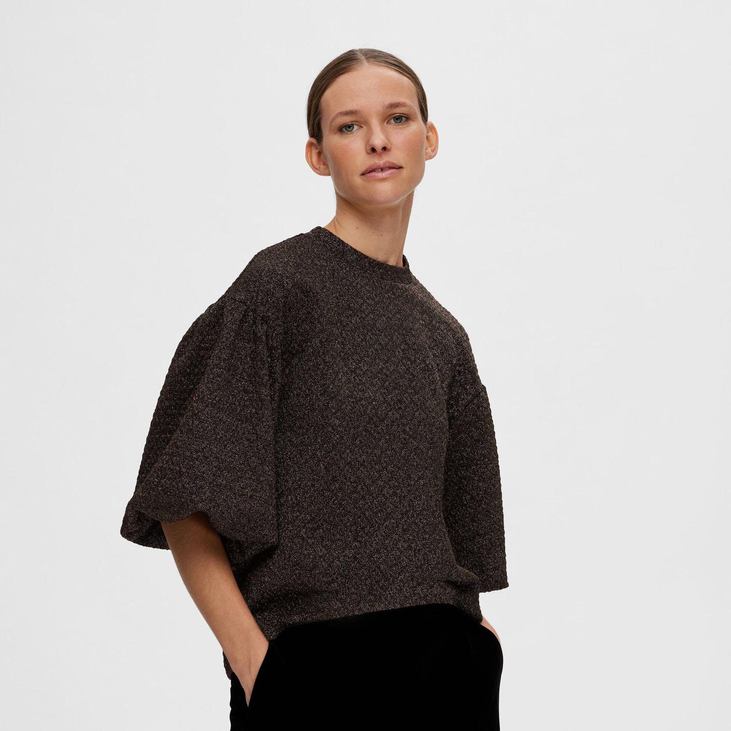 Selected Glitter-Jacquard Top