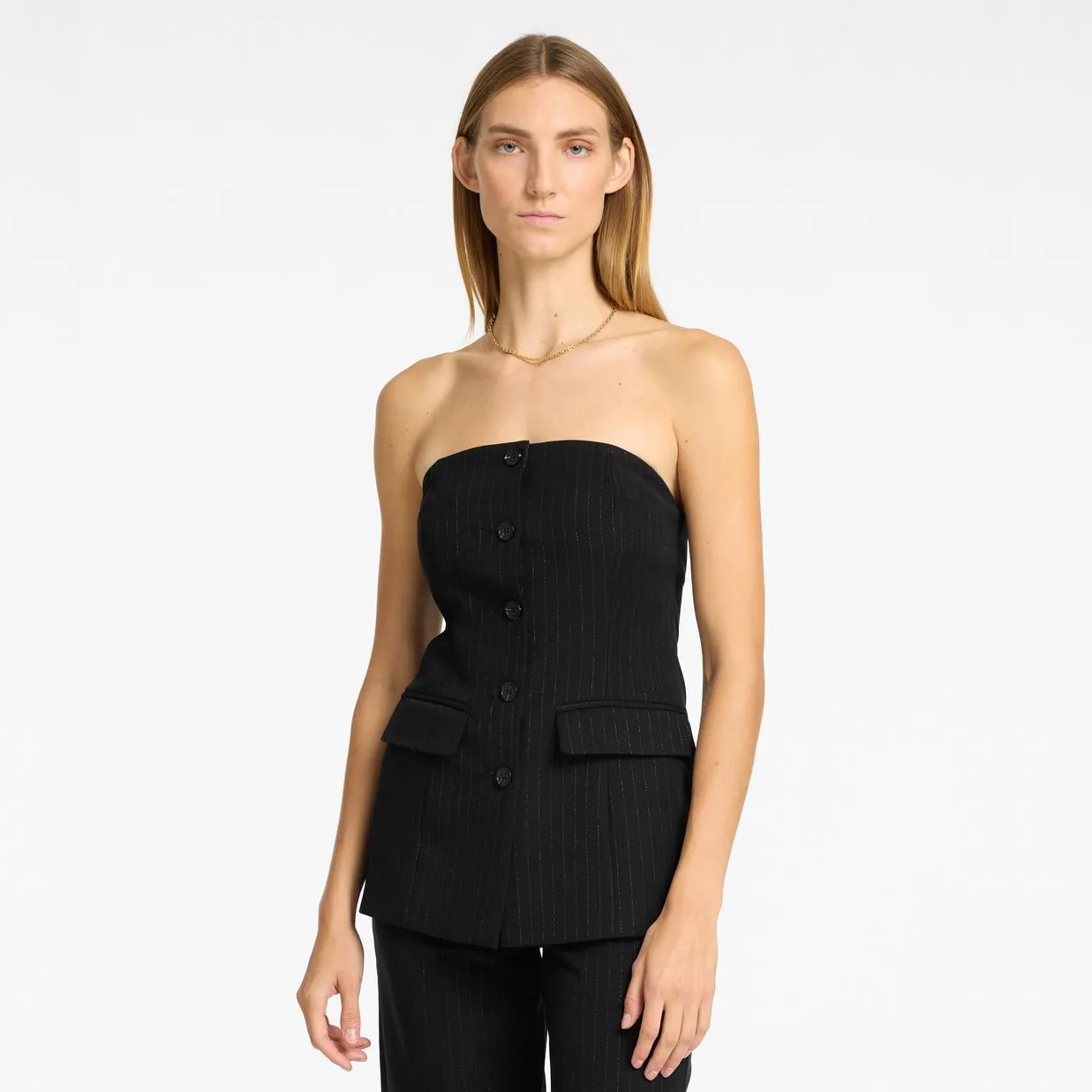 Selected Eli Bustier Top, Black/Silver